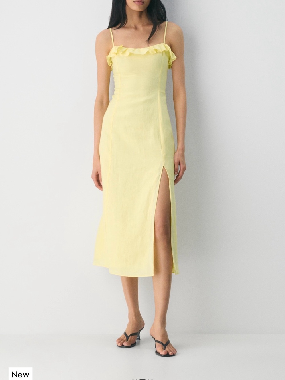 Aritzia Lemon Ruffle-Trim Midi Dress